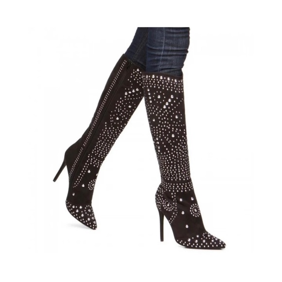 Western black cowgirl Embellished high heel boots - Picture 1 of 16